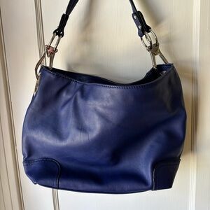Elegant Blue Leather Shoulder Bag